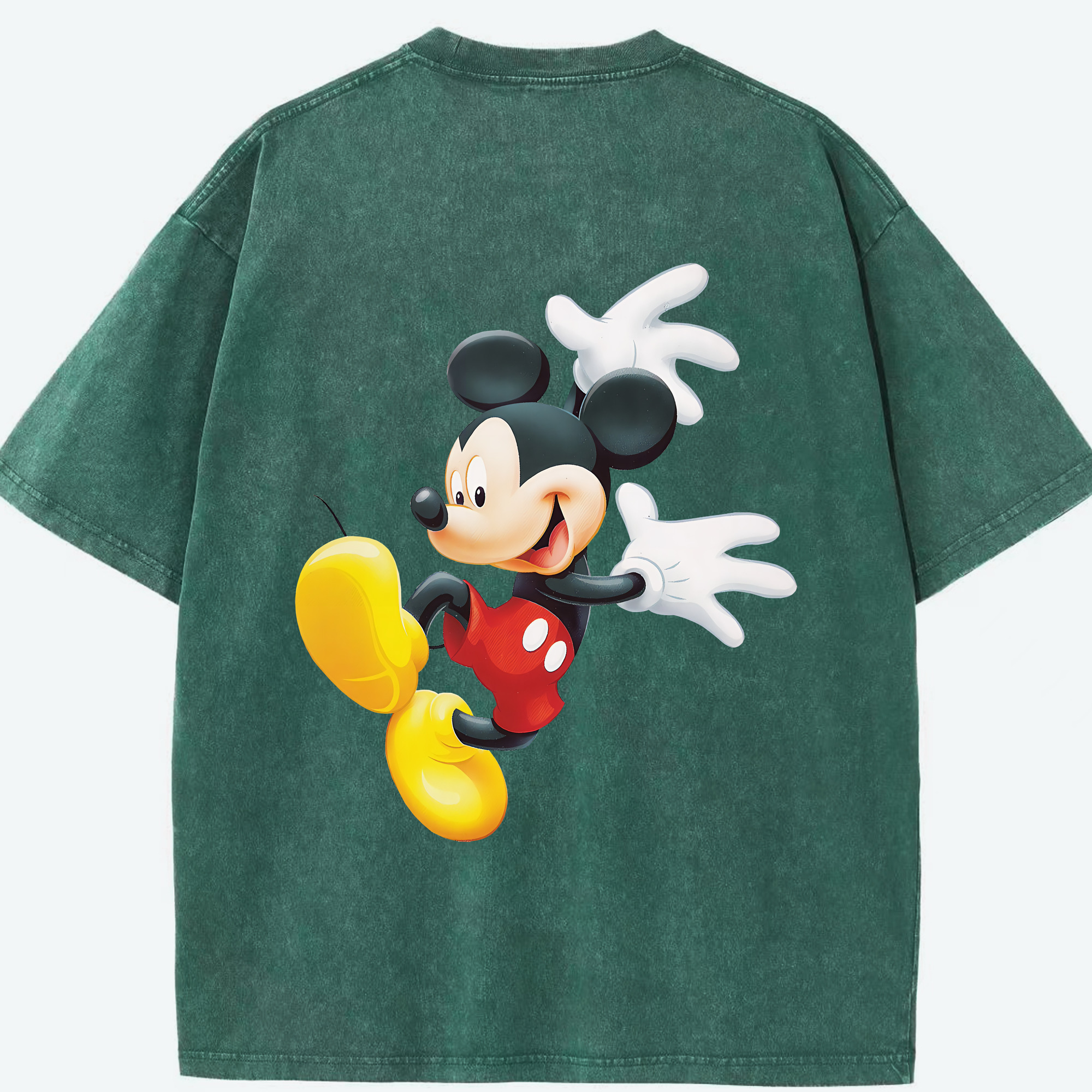 （画像用） ミッキーマウス Mickey Mouse 綿100% ヴィンテージ風 半袖Tシャツ（背面プリント）